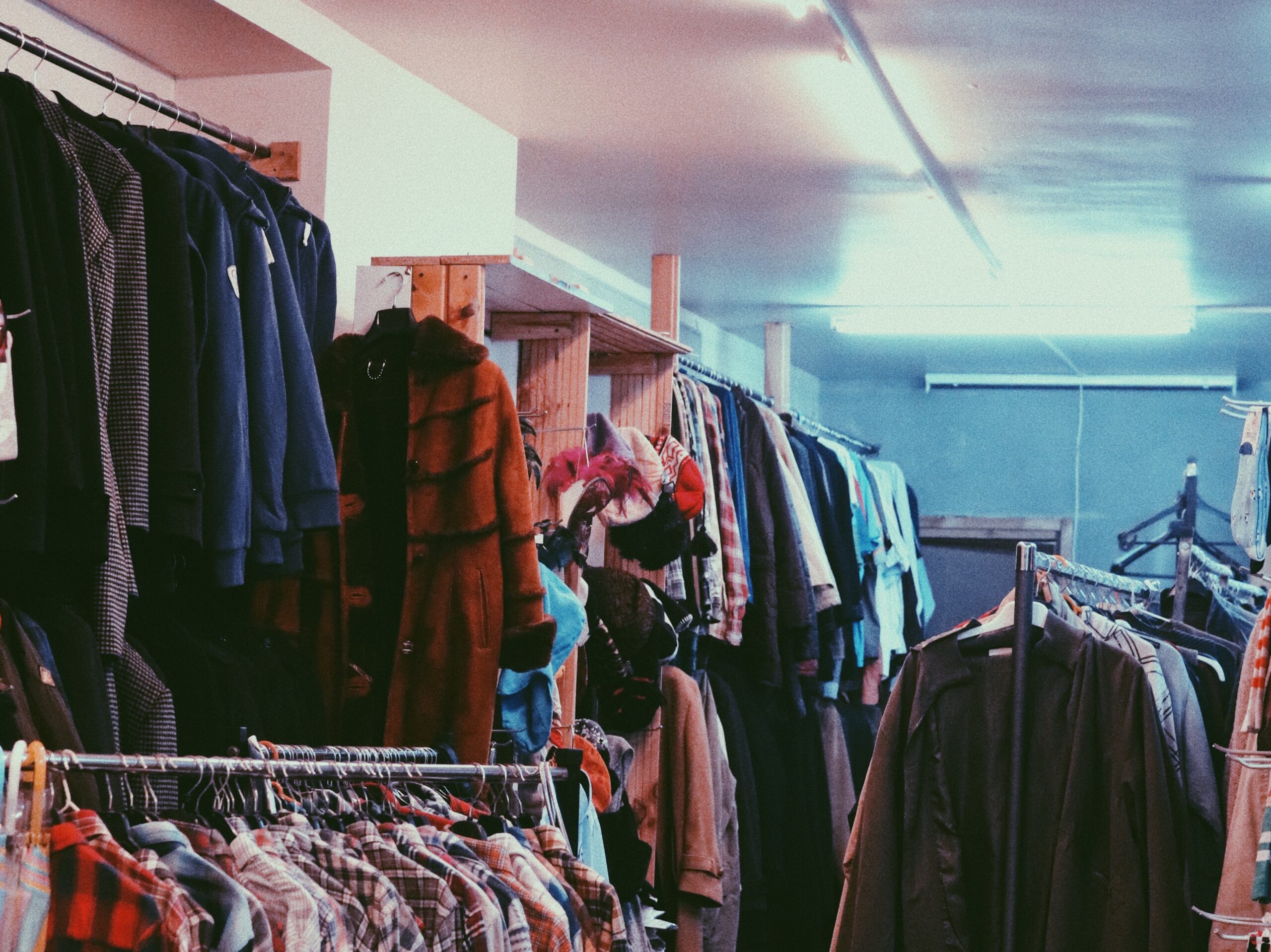 Clothes in a secondhand shop