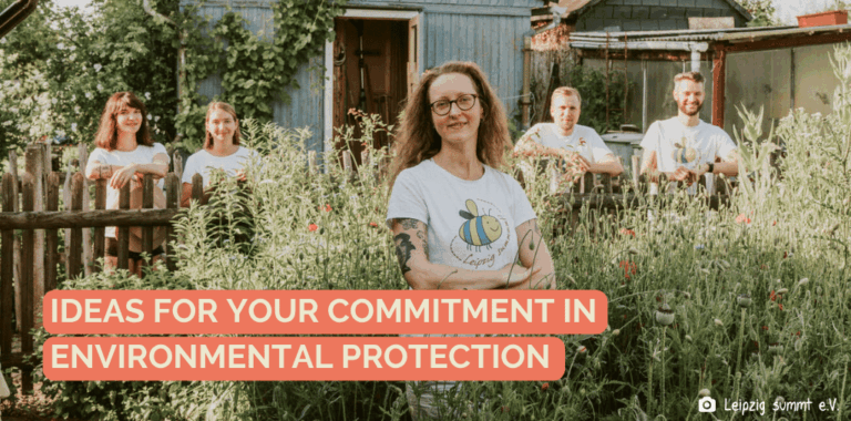 Environmentalists are standing in a wild meadow