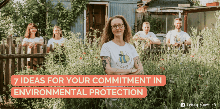 Environmentalists are standing in a wild meadow