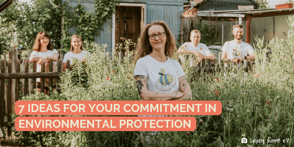 Environmentalists are standing in a wild meadow